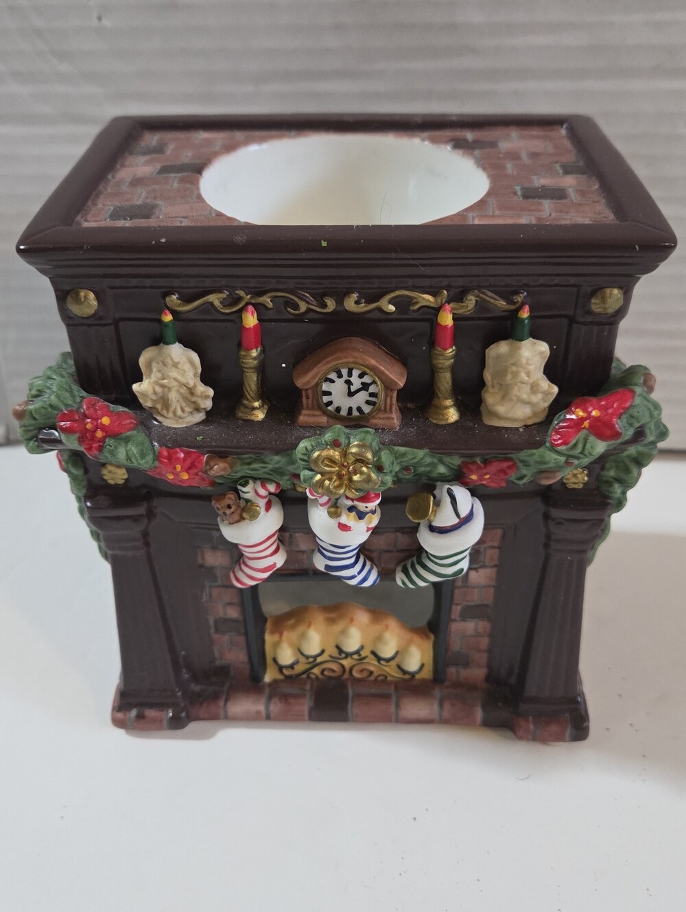 Retro Christmas Fireplace mantle Ceramic Tealight Candle Holder candle warmer